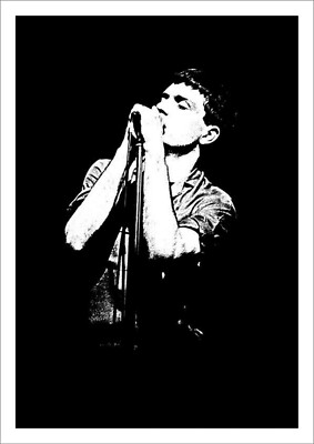MUSIKER IAN CURTIS - TIEF GERAHMTES LEINWANDBILD WANDBILD PAPIERDRUCK - SCHWARZ WEISS