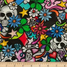 ALEXANDER HENRY STREET SKULLS COTTON FABRIC BY THE YARD - FABULOUS FABRIC 