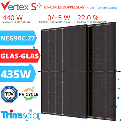 Doppelglas Solarmodul Trina Vertex S+ NEG9RC.27 Solaranlage 435W Mono Solar