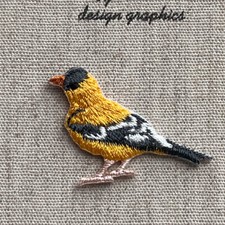Tiny Bird Iron On Patch Gold Finch Bird Applique, Gift for Yellow Bird Lovers