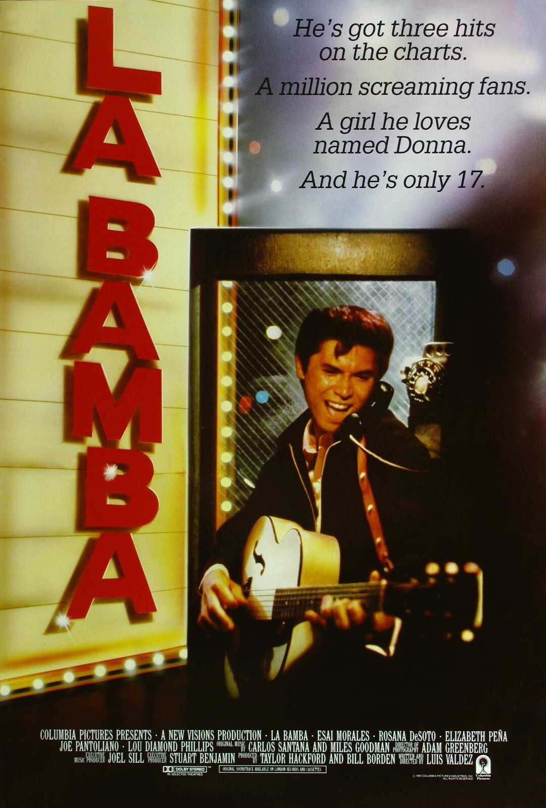 Póster de la película La Bamba (b) - Lou Diamond Phillips - 11" x 17"