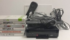 Nintendo Wii Black System Console Bundle RVL-101 6 Games