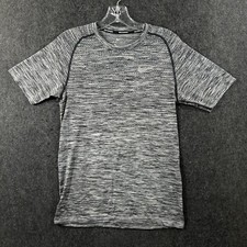 Nike Shirt Men's Small Gray Black Heather Dri-Fit Running Logo Casual Training