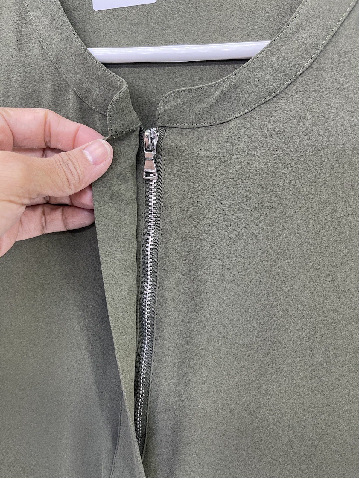 Express Women's Blouse Solid Olive Green Size Sma… - image 4