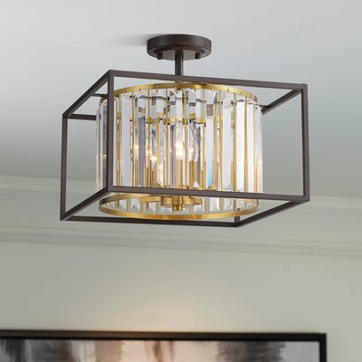 Milne 14'' Wide Bronze and Brass 4-Light Ceiling Light