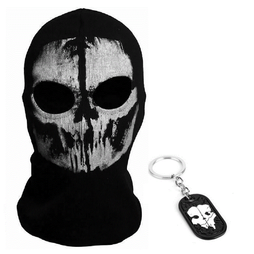 Call of Duty Ghosts Keychain & Balaclava Mask - Halloween, Cosplay, Biker, Skull - Picture 7 of 8