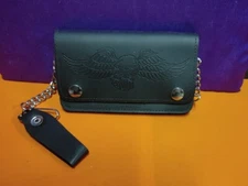 Large Flying Eagle Leather Wallet With Chain Biker