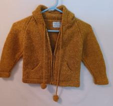 OTAVALO Boys S Gold Wool/Cotton Hoodie Zip Sweater Handmade in Ecuador Was 69