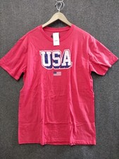 Mad Engine USA Shirt Cotton Blend Adult L Red Patriot Casual Sports Womens