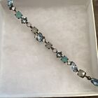 Pastel Rhinestone Tennis Bracelet Rare! Sorrelli 7 inch Aqua Blue and