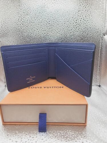 Authentic New Rare Louis Vuitton Pacific Taiga Blue Monogram Multiple  Wallet