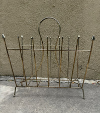 Vintage MCM Atomic Magazine/Record LP Stand, Mid Century Modern Metal Wire READ