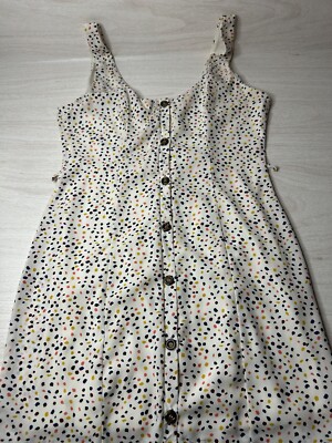 Emory Park Lined Polka Dot Summer Dress Button Closure Womens Small