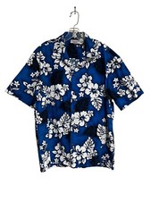 Vintage Pacific Legend Blue Floral Hawaiian Shirt L Made In USA Large READ DESC