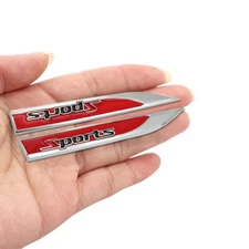 2x Sports Car Metal Emblem Badge Sticker Blade Leaf Plate Side Fender Decal Red