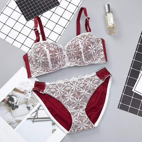 Conjunto de Sujetador de Lujo Venta Caliente Sexy Íntimo Push Up Floral Bordado Encaje Sujetador Panty - Imagen 4 de 14