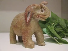 vintage SOAPSTONE Primative small 3" ELEPHANT Figure Trunk Up China