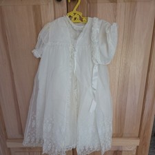 Vintage Antique Madonna Christening Gown 4 piece set Dress Baptism Lace