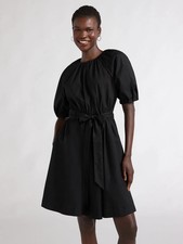 Scoop Women’s Fit and Flare Mini Dress with Puff Sleeves Size XS Black --EB2--