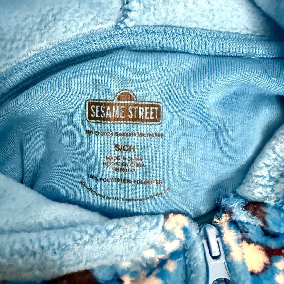 Sesame Street Cookie Monster Pajama Suit S Adult Fleece Santa Hooded Costume - Image 4 of 4