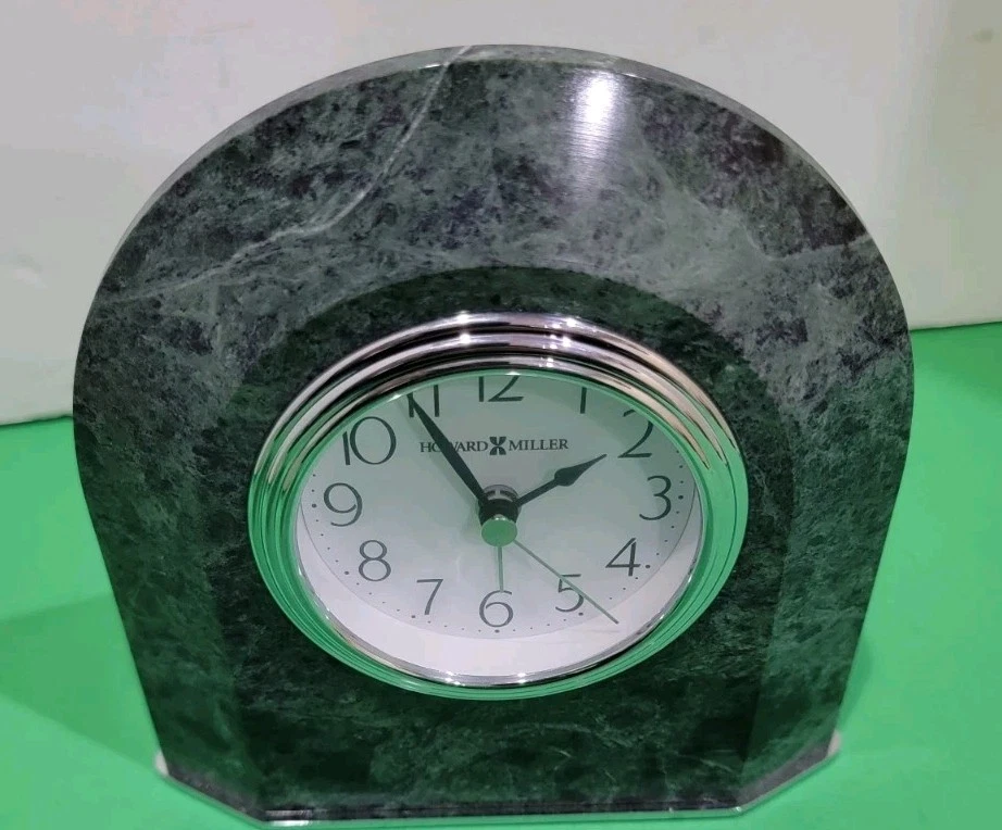 Howard Miller 5.5" Green Marble Desk Alarm Clock - 645-393 - Image 4 of 4