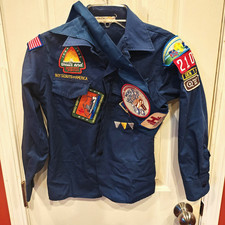 VTG Boy Scouts Of America Uniform Shirt Youth Medium 10-12 Blue Patches 1994