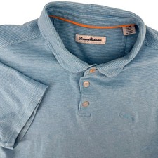 Tommy Bahama Mens Medium Emfielder Polo Shirt Light Blue Striped Cotton