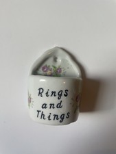 Vintage Rings and Things Porcelain Mini Jewelry Trinket Holder Cottage Core