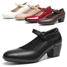 US Women Pumps Low Chunky Mary Jane Pumps All Day Comfort Daily Work Dress Pumps