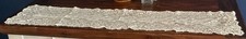 BEAUTIFUL VINTAGE CROCHETED TABLE RUNNER, 52  X 13  , BEIGE, DRESSER SCARF