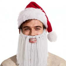 Knitted Santa Hat With Fluffy Brim Christmas Hats For Adult Men Women