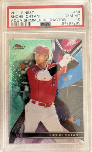 2021 SHOHEI OHTANI FINEST #54 AQUA SHIMMER REFRACTOR  43/175 PSA 10