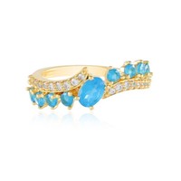 Cavill Ring Sterlingsilber Vergoldet Apatit 1,38Ct Zirkon Blau Damen
