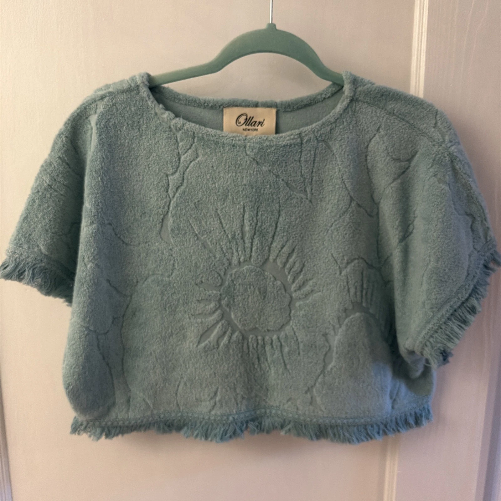 Anthropologie Ollari Turquoise Terry Textured Poncho Top Cover Up NWT One Size