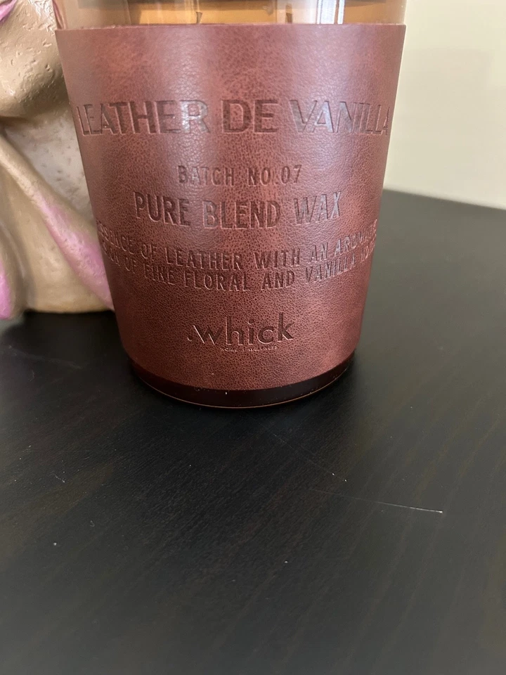 .whick Leather De Vanilla Soy Blend 16oz Double Wick, NEW - Image 2 of 4