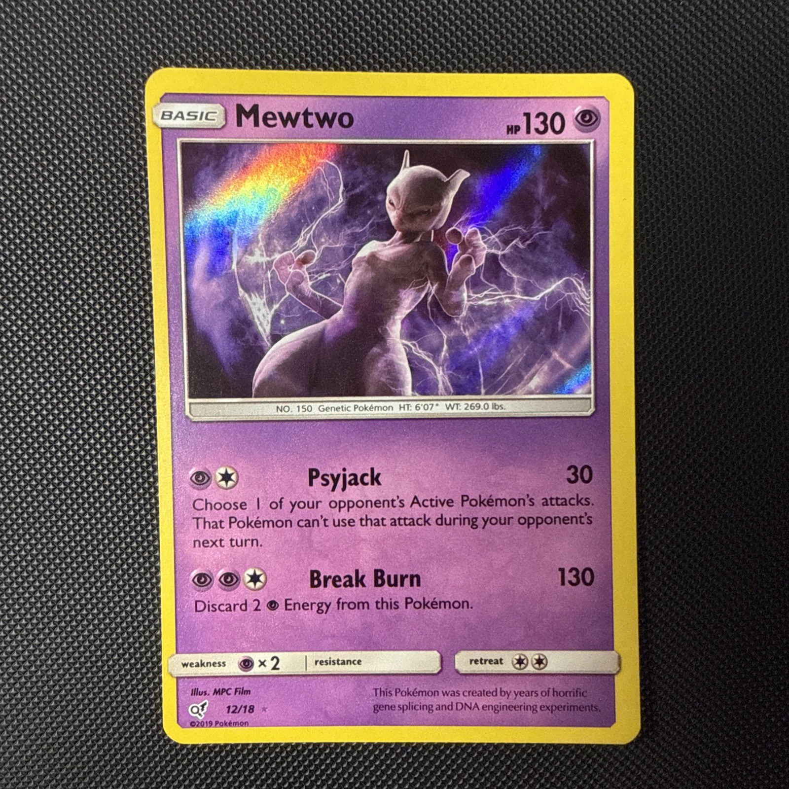 Mewtwo 12/18 Detective Pikachu Holo Rare Pokemon Card NM #1