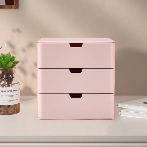 3-Drawer Vanity Organizer, Compact Storage Organization Drawers Small Size Pink - Picture 5 of 6