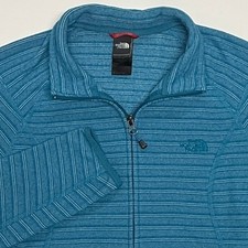 The North Face Jacket Womens Large Blue Stripes Full Zip Polartec Thermal Pro