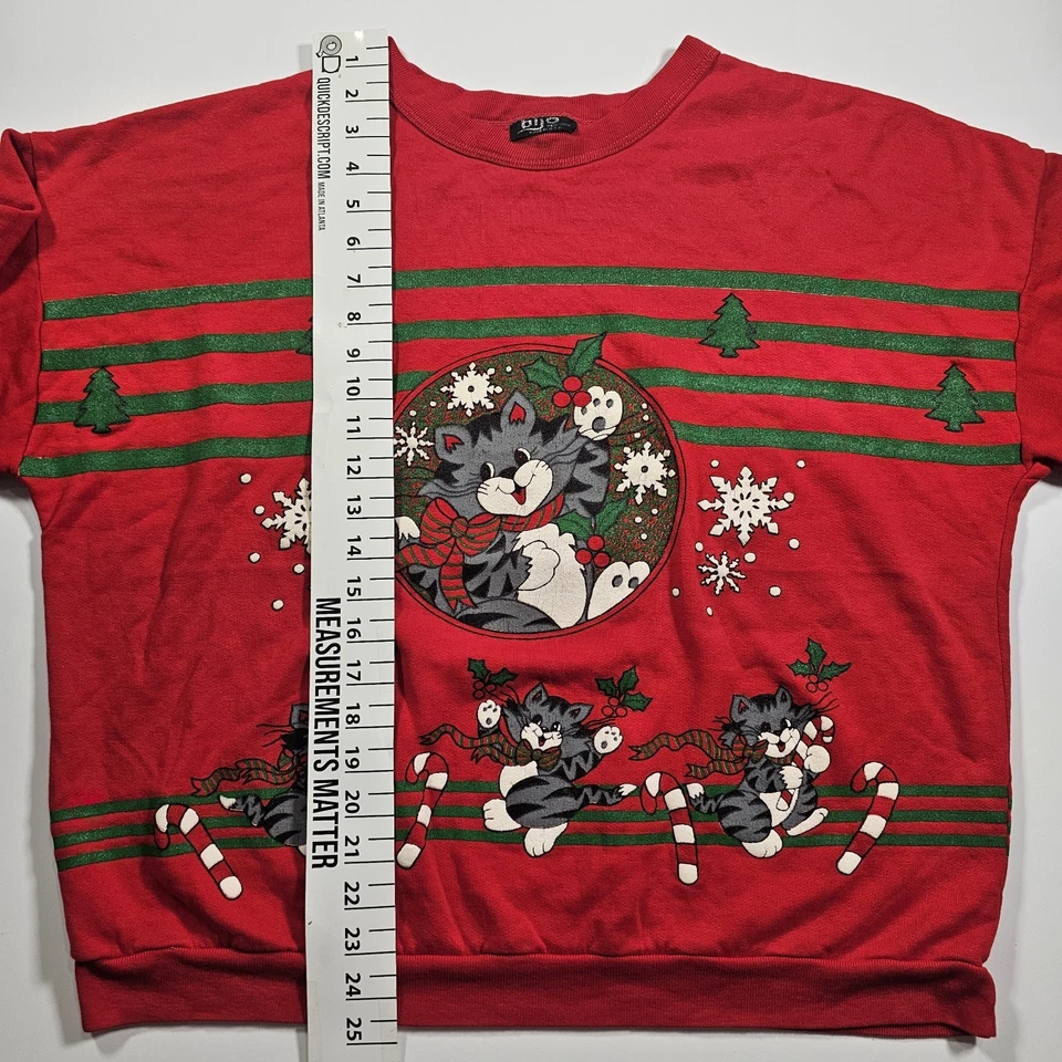Sudadera vintage para mujer variedad Navidad gato manga 3/4 talla grande AOP  Foto 2 de 4