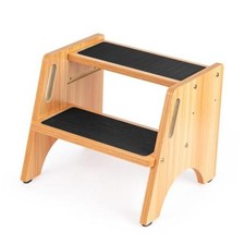Wooden Step Stool, 15" Dual Height Step Stools, Easy to Clean, Potty Training