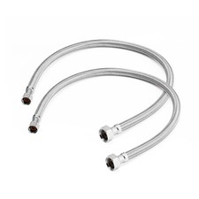 2 Pack 20 Inch Faucet Water Supply Line 3/8 Inch Female Comp. x 1/2 Inch FI...