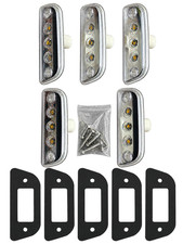 5 Piece Led Cab Roof Marker Light Kit Clear Chrome Cdd-t680-tm-5y New