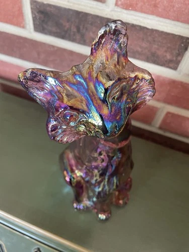Fenton Iridized Carnival Glass Alley Cat Large 11 Inches Iridescent