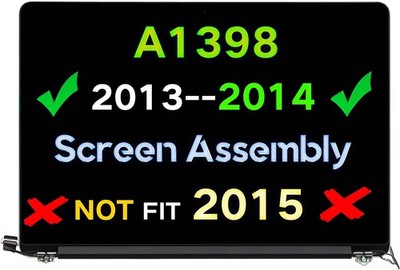 15'' LCD Screen Assembly APPLE MACBOOK PRO 15 A1398 Mid 2013-2014 EMC 2876, 2881