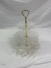 Vtg 3 Tier Federal Glass Petal Pattern Clear Serving Tray Handle Exquisite MCM