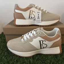 Ladies Elle Sport Chunky Sole Lace Up Trainers Ecru/White Brand New No Box