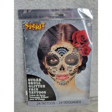 Spirit Sugar Skull Glitter Face Tattoos Day of the Dead Halloween Makeup