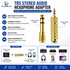 TRS Stereo Audio Headphone Adapter 6.35mm 1/4" Female to 3.5mm 1/8" Male Jack