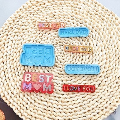 BEST MOM DAD Mold Silicone Hanging Pendant Mould Epoxy Resin Casting