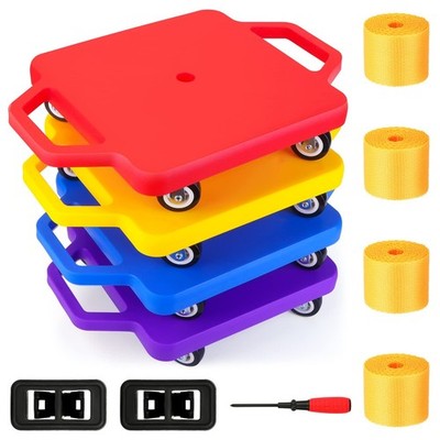 4 Pack Sports Scooter Board with Handles, Floor Sitting Scooter Board with No...